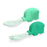 Baby Spoon and fork Set for Baby Feeding (Green)